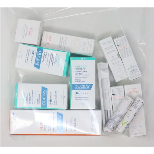 BAG LOT OF A-DERMA , DUCRAY, & AVENE SKIN CARE