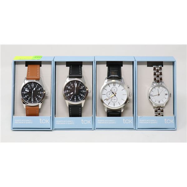 LOT OF 4 ASSORTED TCK QUARTZ ACCURACY WATCHES