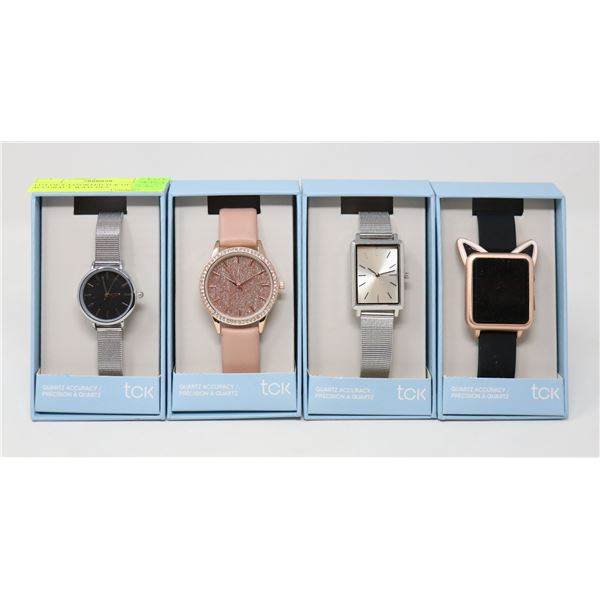 LOT OF 4 ASSORTED TCK QUARTZ ACCURACY WATCHES