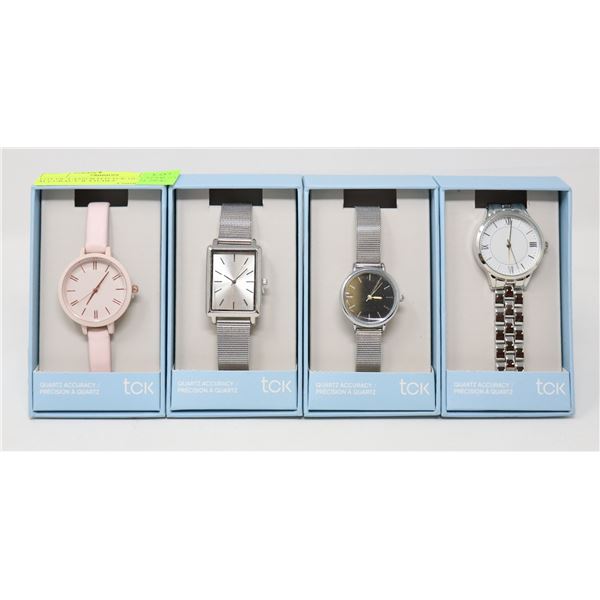 LOT OF 4 ASSORTED TCK QUARTZ ACCURACY WATCHES