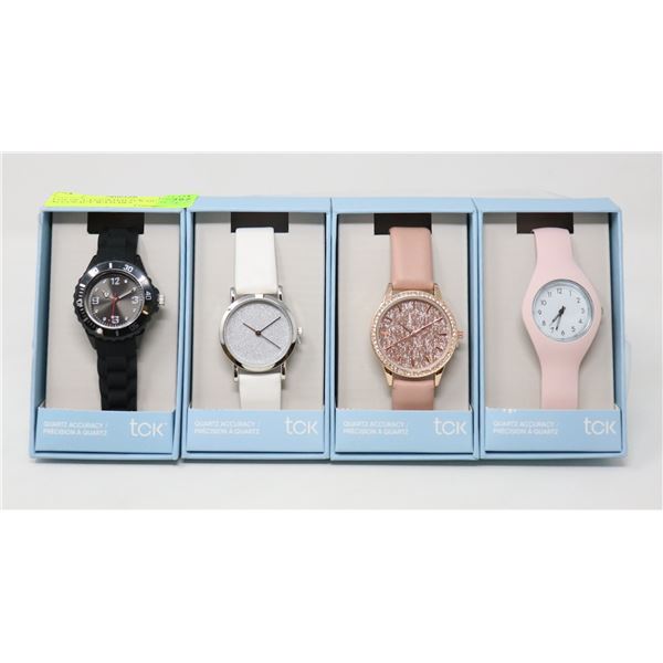 LOT OF 4 ASSORTED TCK QUARTZ ACCURACY WATCHES