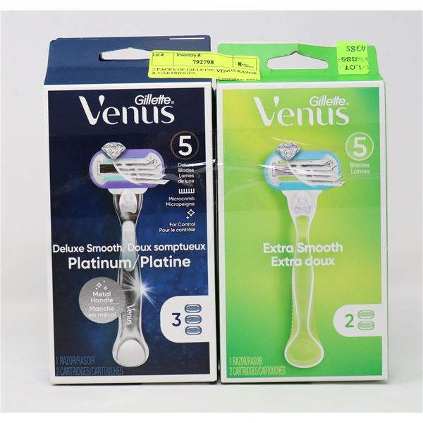 2 PACKS OF GILLETTE VENUS RAZOR & CARTRIDGES