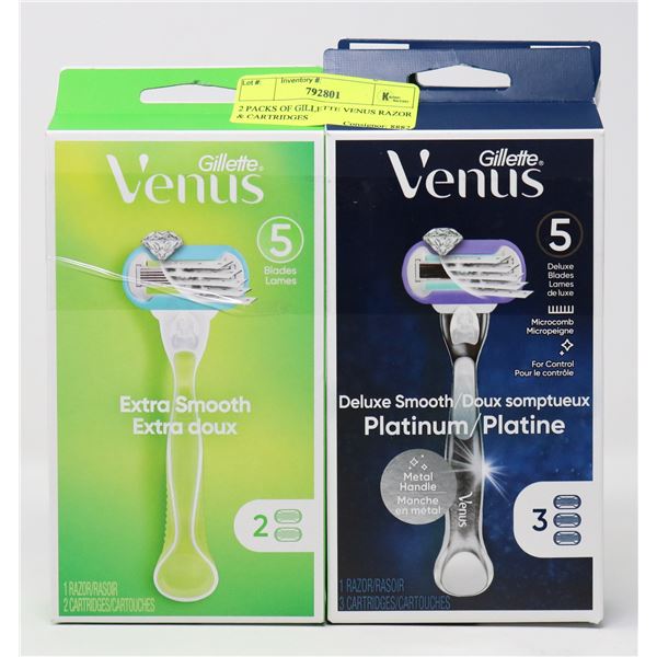 2 PACKS OF GILLETTE VENUS RAZOR & CARTRIDGES
