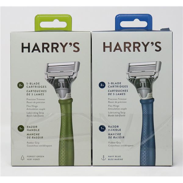 LOT OF 2 HARRY'S RAZORS & HANDLE KITS