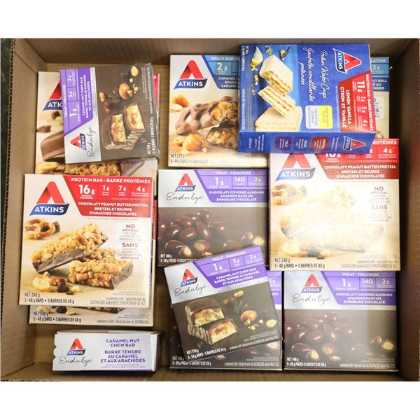 FLAT LOT OF ATKINS SNACK & PROTEIN BARS