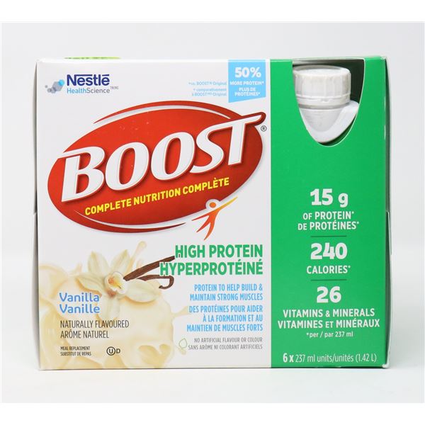 6-PACK OF BOOST PROTEIN SHAKES VANILLA FLAVOUR