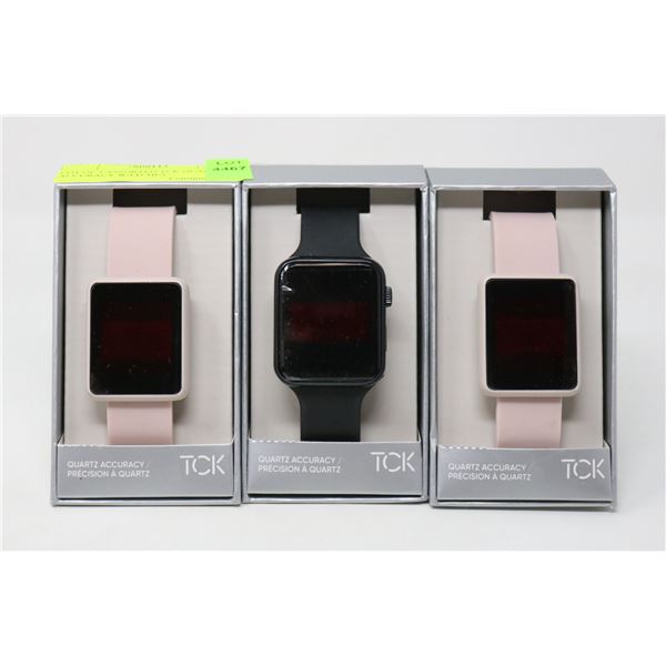 LOT OF 3 ASSORTED TCK QUARTZ ACCURACY WATCHES