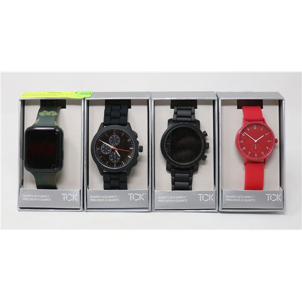 LOT OF 4 ASSORTED TCK QUARTZ ACCURACY WATCHES