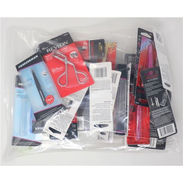 BAG LOT OF REVLON & TWEEZERMAN PRODUCTS