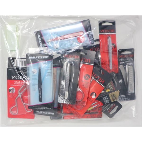 BAG LOT OF REVLON & TWEEZERMAN PRODUCTS