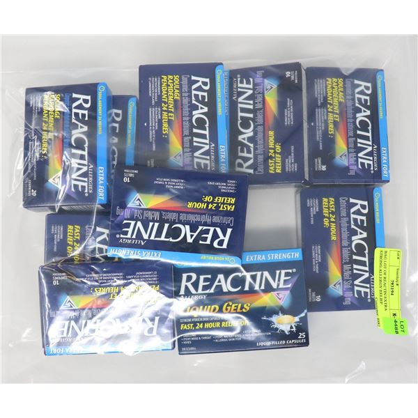 BAG LOT OF REACTIN EXTRA STRONG ALLERGY RELIEF