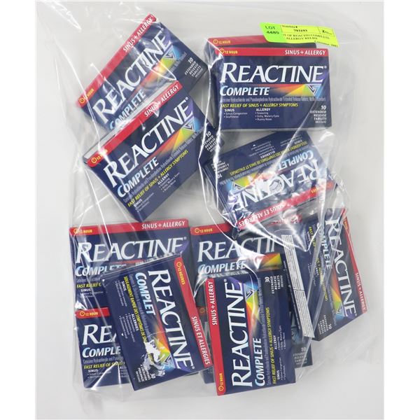 BAG LOT OF REACTIN COMPLETE SINUS + ALLERGY RELIEF