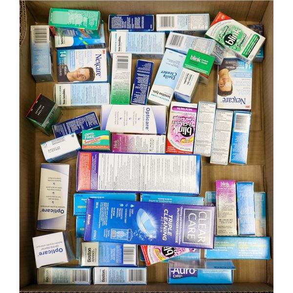 FLAT LOT OF ASSORTED EYE CARE PRODUCTS