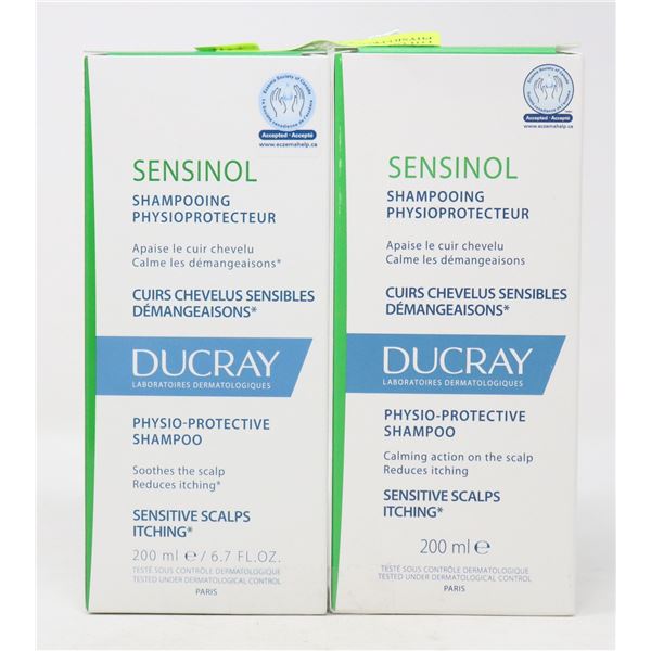 LOT OF 2 DUCRAY SENSINOL PHYSIO-PROTECTIVE SHAMPOO