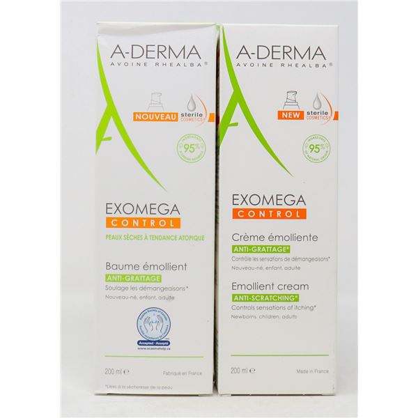 LOT OF 2 A-DERMA EXOMEGA CONTROL 1X BALM 1 X CREAM
