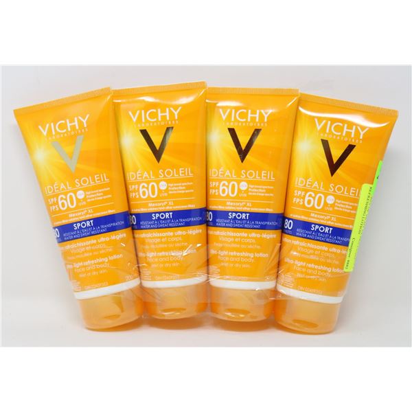 4 TUBES OF VICHY ULTRA LIGHT REFRESHING LOTION