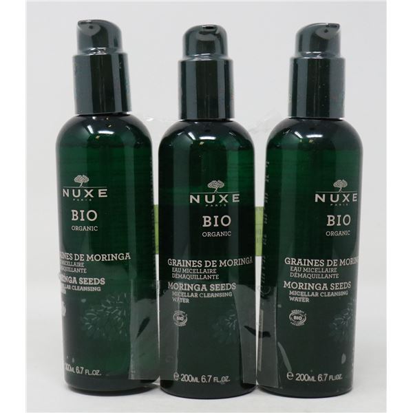 3 BOTTLES OF NUXE BIO MORINGA SEEDS MICELLAR