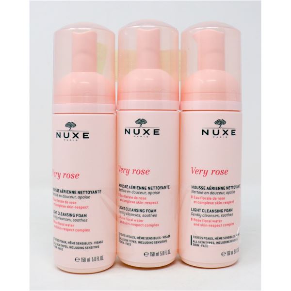 3 BOTTLES OF NUXE VERY ROSE LIGHT CLEANSING FOAM