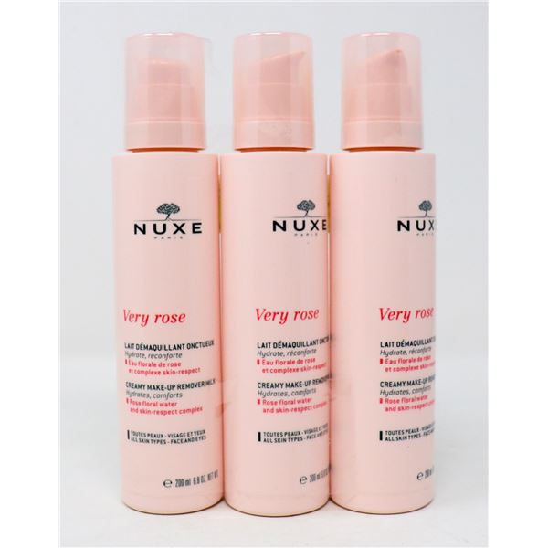 3 BOTTLES OF NUXE VERY ROSE CREAMY MAKE-UP REMOVER