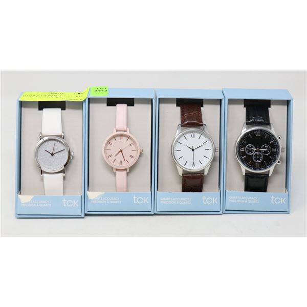 LOT OF 4 ASSORTED TCK QUARTZ ACCURACY WATCHES
