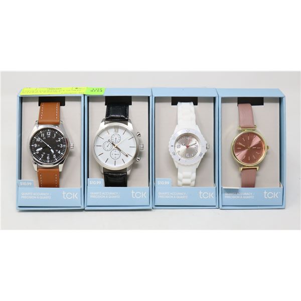 LOT OF 4 ASSORTED TCK QUARTZ ACCURACY WATCHES