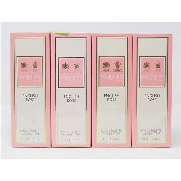 LOT OF 4 YARDLEY ENGLISH ROSE EAU DE TOILETTE