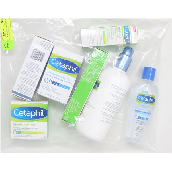 BAG LOT OF ASSORTED CETAPHIL PRODUCTS INCLUDING