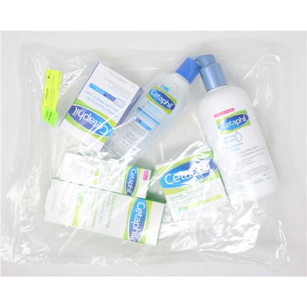BAG LOT OF ASSORTED CETAPHIL PRODUCTS INCLUDING