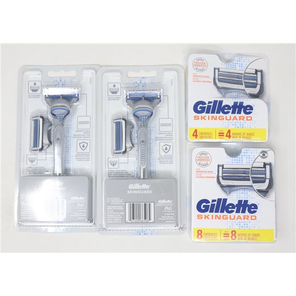 LOT OF GILLETTE SKINGUARD BLADES & HANDLES