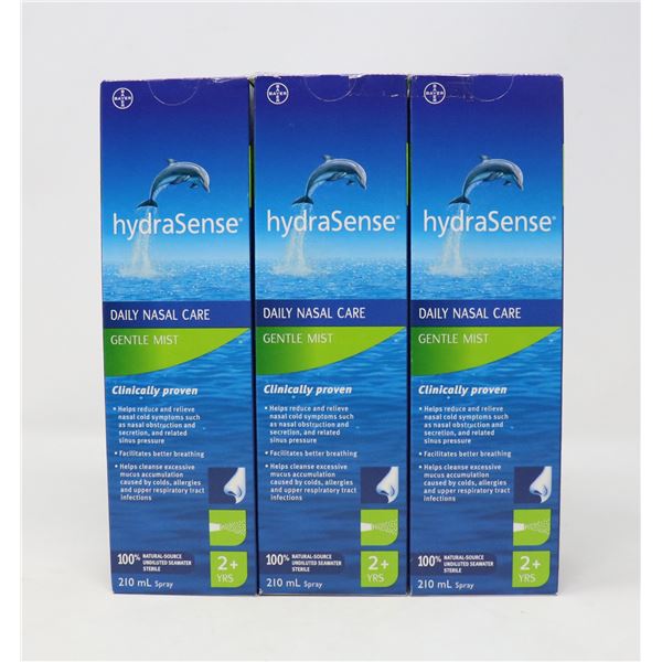 3 BOXES OF HYDRASENSE DAILY NASAL CARE GENTLE MIST