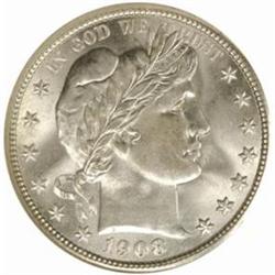1908 Barber 50C. MS-67 (NGC).