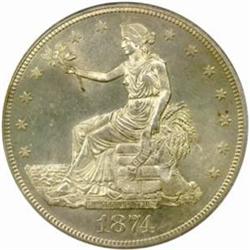 1874 Trade Dollar. MS-63 (PCGS).
