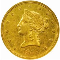 1843-O Liberty Eagle. AU-58 (NGC).