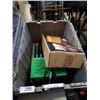 Image 2 : 2 TOTES OF HEDGE TRIMMER, SIDE MIRROS TOOLS, CONVEYER ROLLERS AND MORE