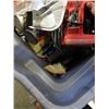 Image 8 : 2 TOTES OF HEDGE TRIMMER, SIDE MIRROS TOOLS, CONVEYER ROLLERS AND MORE
