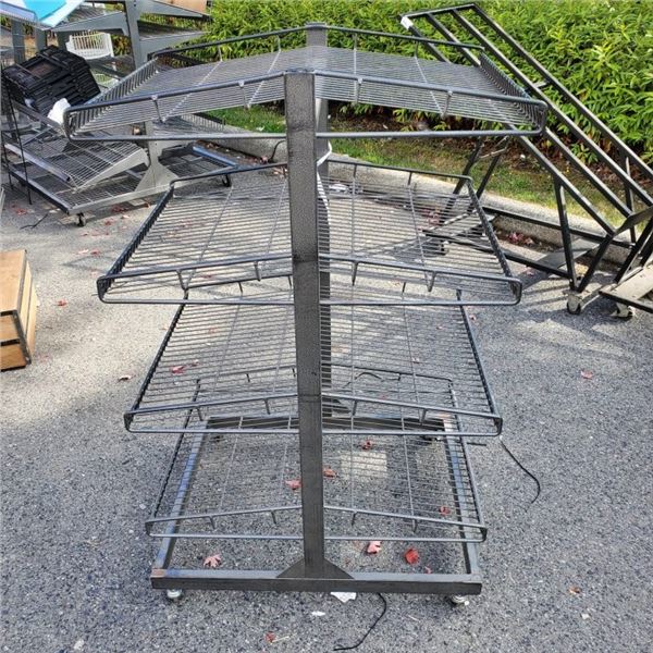 4 TIER WIRE ROLLING DISPLAY RACK