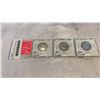 Image 1 : 3 CANADIAN WARTIME 25 CENT LOW MINTAGE COINS 1937-1939  .800 SILVER