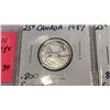 Image 2 : 3 CANADIAN WARTIME 25 CENT LOW MINTAGE COINS 1937-1939  .800 SILVER