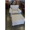 Image 1 : WHITE ARMCHAIR WITH STORAGE OTTOMAN