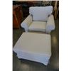 Image 8 : WHITE ARMCHAIR WITH STORAGE OTTOMAN