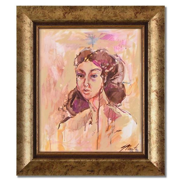 Marta Wiley, Framed Original Mixed Media Painting on Canvas, Hand Signed and Thumb Printed with Lett