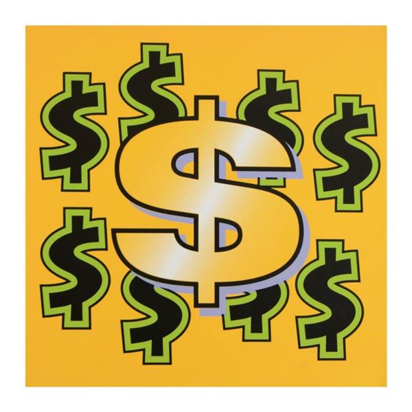 Steve Kaufman (1960-2010) "Dollar Sign (Yellow)" Limited Edition Hand Pulled Silkscreen on Canvas, N