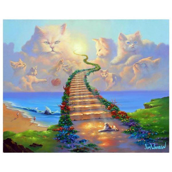 Jim Warren, "All Cats go to Heaven" Hand Signed, Artist Embellished AP Limited Edition Giclee on Can