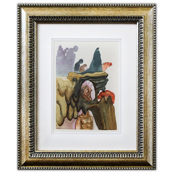 Salvador Dali- Original Color Woodcut on B.F.K. Rives Paper "INFERNO 22"