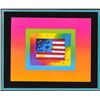 Image 2 : Peter Max- Original Lithograph "Flag with Heart on Blends"
