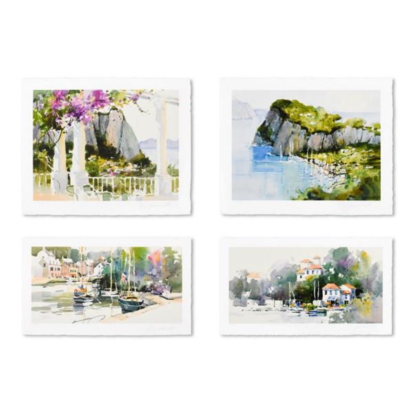 Marilyn Simandle, "Exotic Ports (Set of 4)" Limited Edition, Numbered and Hand Signed with Letter of