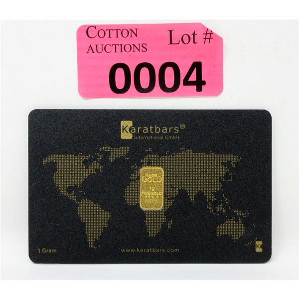 1 Gram .9999 Gold Karatbars International Bar