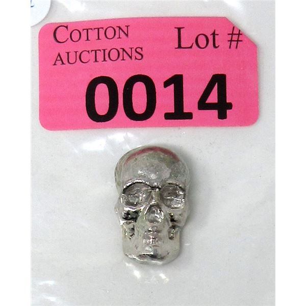 1 Oz .9999 Bismuth 3D Skull Bar with Flat Back