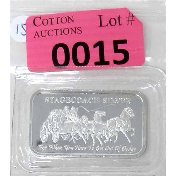 1 Oz. .999 Fine Silver Stagecoach Bar