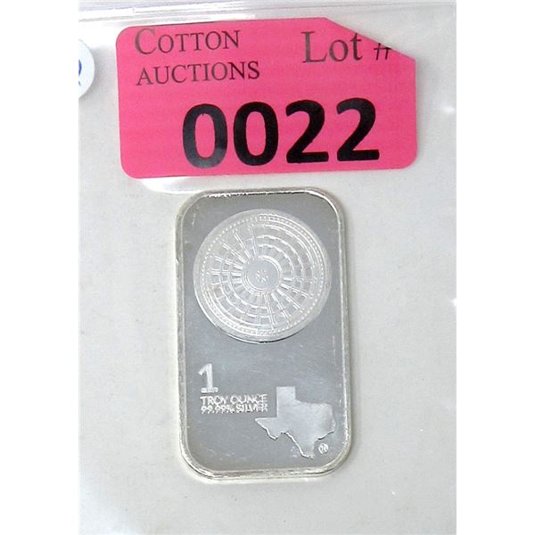 1 Oz. .9999 Fine Silver Texas Mint Bar